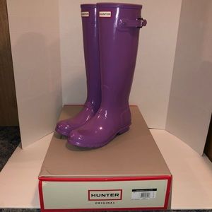 NWB Hunter Original Tall Gloss Purple Boots